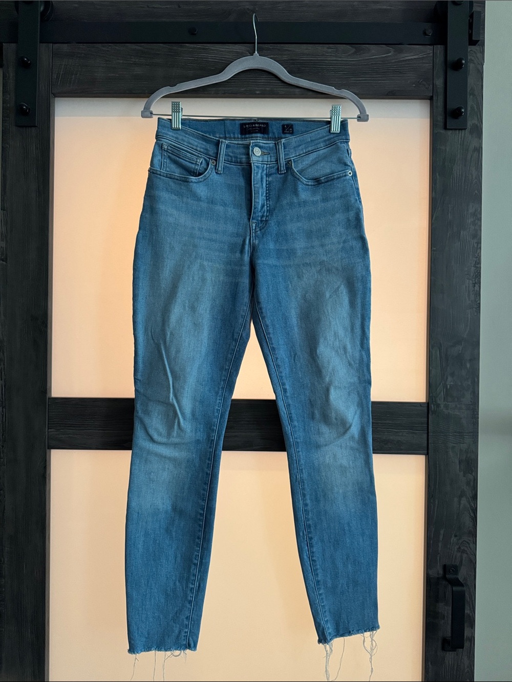 Lucky Brand Medium Blue Skinny Jeans with Raw Hem